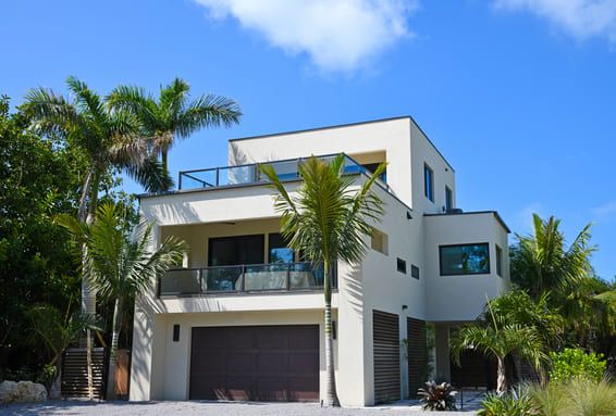 A stunning white, modern home in Florida.