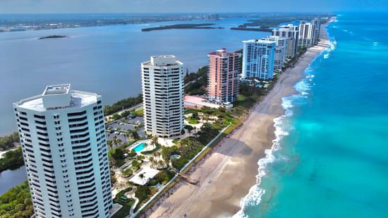 An aerial image of towers in Singer Island, Florida.