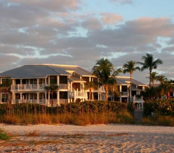 Large luxury white condominium on the beach in Florida
